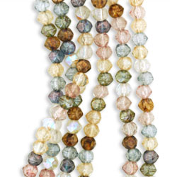 Strung Pressed Bead Mixes : English Cut Round 4mm - Luster Mix .5m
