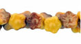 Button Style Bead Flower 7mm : Luster Pink 1/2 Coat - Sunflower Yellow