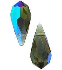 M.C. Beads 18 x 9mm - Teardrop : Black Diamond AB