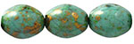 Puffed Ovals 20 x 16mm : Turquoise - Bronze Picasso