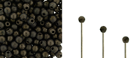 Finial Half-Drilled Round Bead 2mm : Matte - Dk Bronze