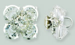 Rhinestone Button - Square Flower 19mm : Silver - Crystal