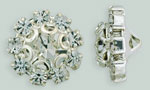 Rhinestone Button - Flower Round 11mm : Silver - Crystal