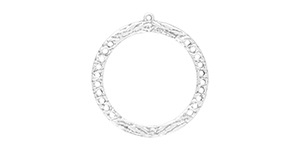 Sterling Silver Findings : Huge Circle Dangle with Side Connector Holes 40 x 37.5mm