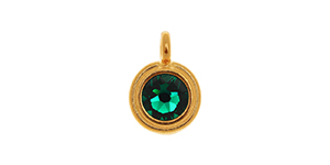 TierraCast : Charm - SS34 Gold Stepped Bezel with Emerald Swarovski Crystal