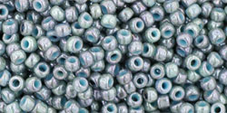 TOHO Round 11/0 Tube 5.5" : Marbled Opaque Turquoise/Luster - Transparent Blue